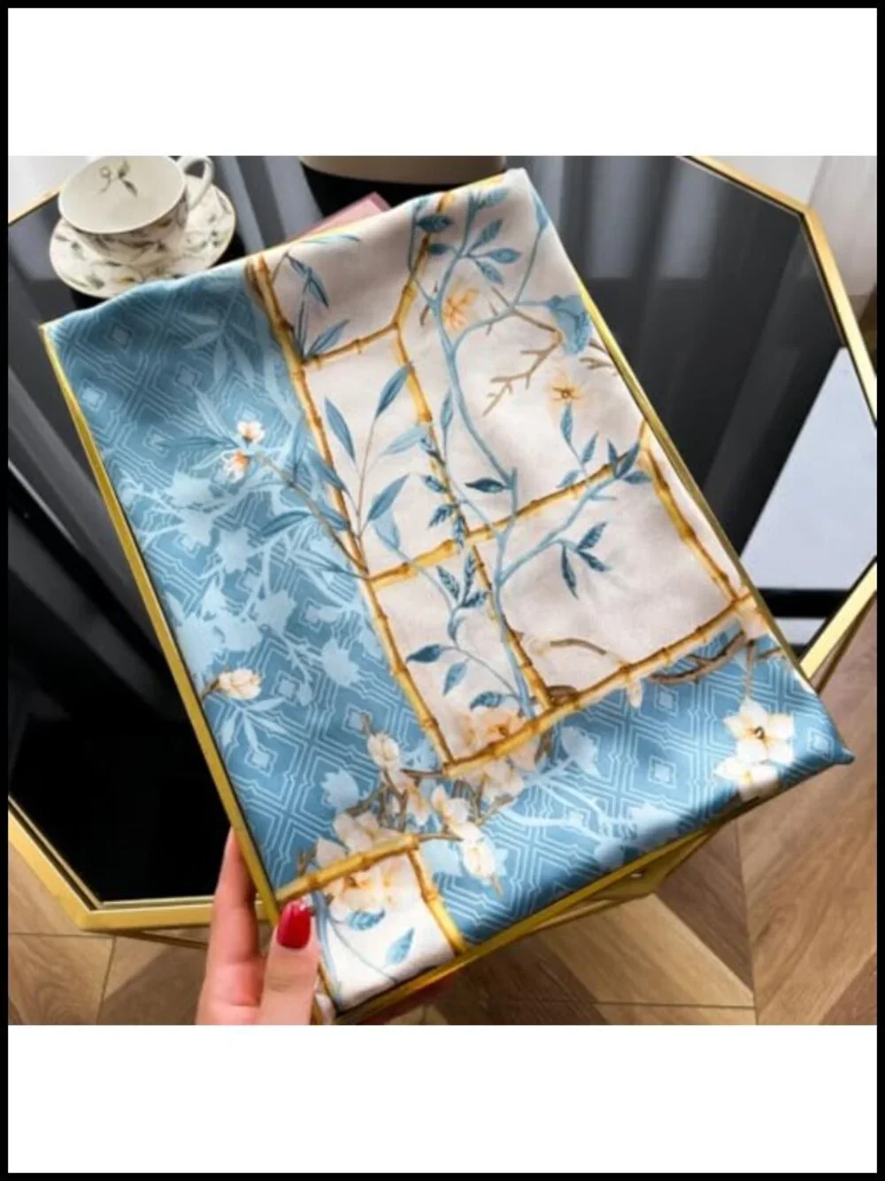 Elegant Silk Scarf Shawl Lightweight Floral Satin Scarf Trendy Silky Headscarf